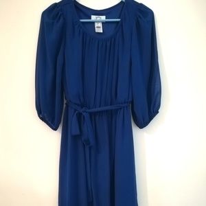 Sweet Storm Royal Blue 3/4 sleeve chiffon dress